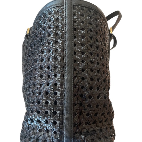 Tory Burch Black Woven Gold Hardware Tote - Picture 6 of 14